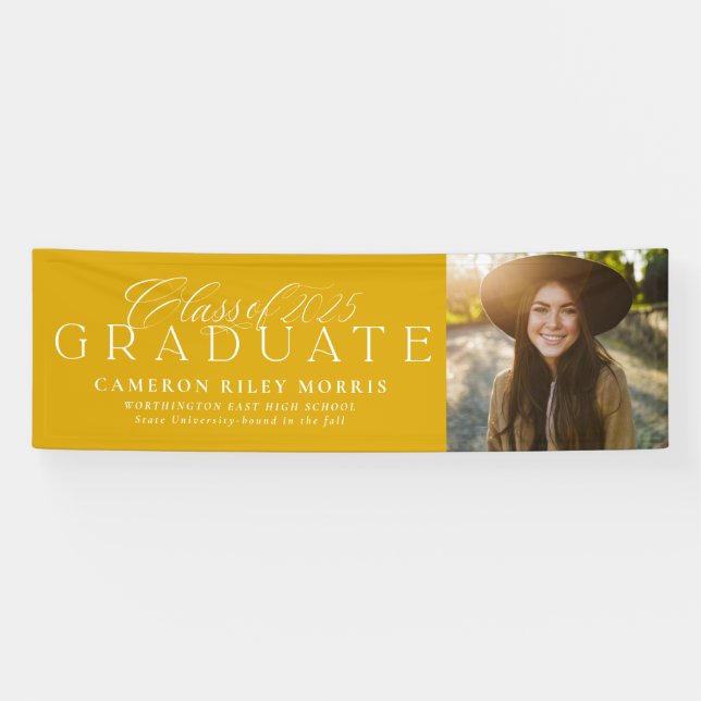 Class of 2025 graduate yellow graduation photo banner (Horizontal)