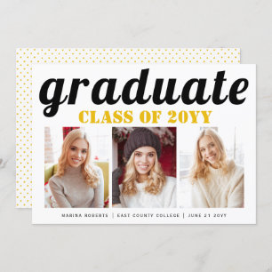 Class of 2025 graduate yellow typography photo invitation