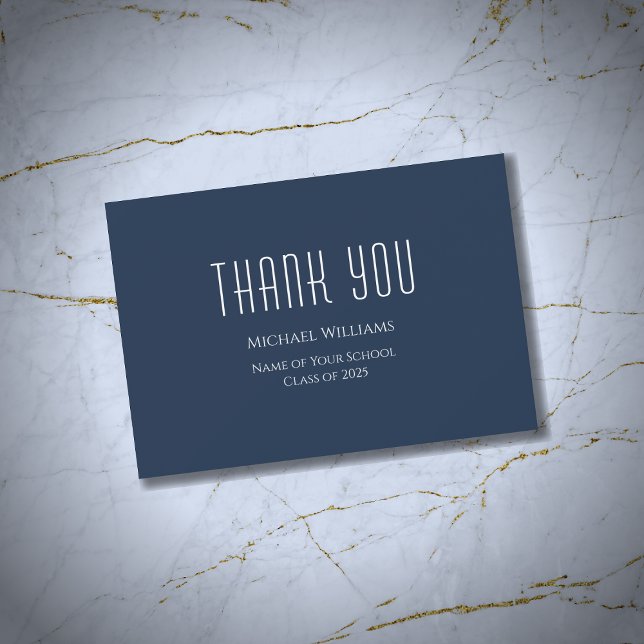 Class of 2025 Graduation Minimalist Navy Blue Thank You Card (Creator Uploaded)