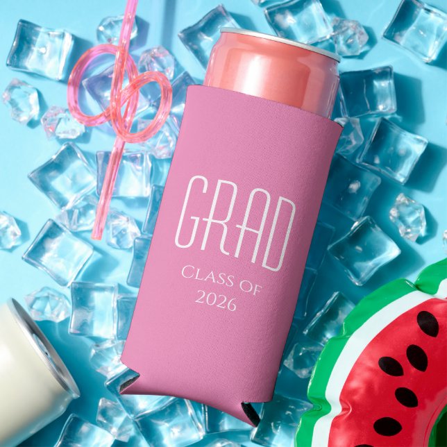 Class of 2025 Graduation Minimalist Pink  Seltzer Can Cooler (In Situ Summer)