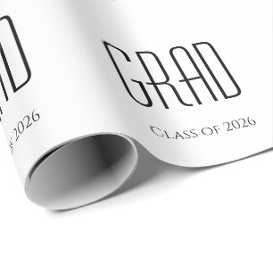 Class of 2025 Graduation Minimalist White Black Wrapping Paper