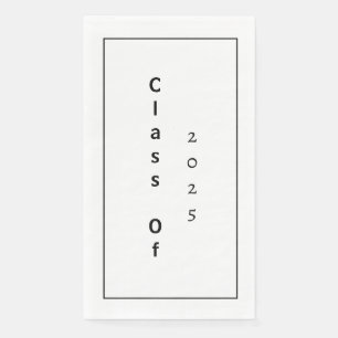 Class Of 2025 Graduation Party Black White Simple Napkin