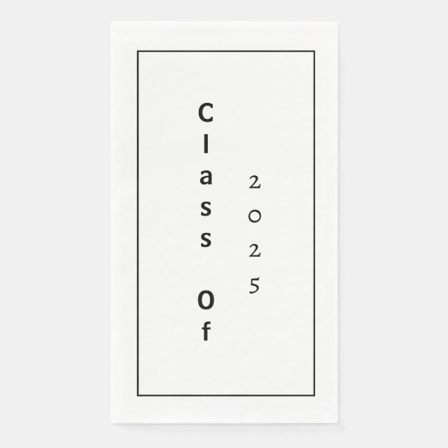 Class Of 2025 Graduation Party Black White Simple Napkin (Front)