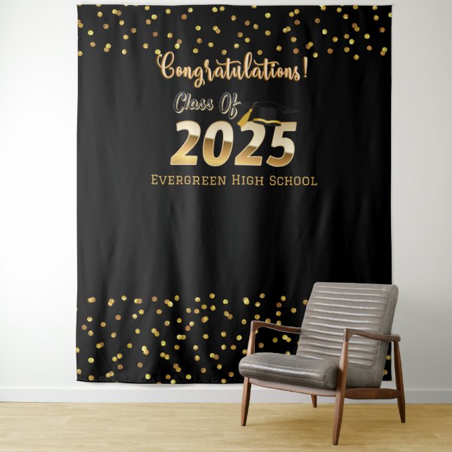 Class of 2025 Graduation Photo Booth Backdrop Tapestry (In Situ)