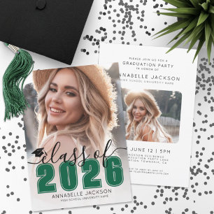 Class Of 2025 Green Graduate Photo Graduation Invitation