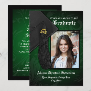 Class of 2025 Green Tassel Photo Graduation Invitation