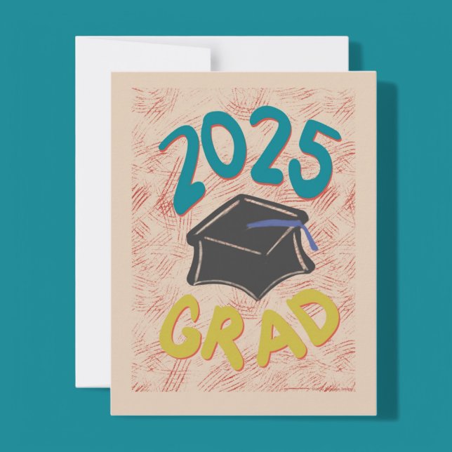 Class of 2025 Grunge Style Graduation Announcement (Celebrate the Class of 2025 with this bold, grunge-style graduation card by Artist © Cathy Thompson.)