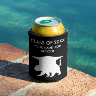 Class of 2025 high school graduation bear logo can cooler