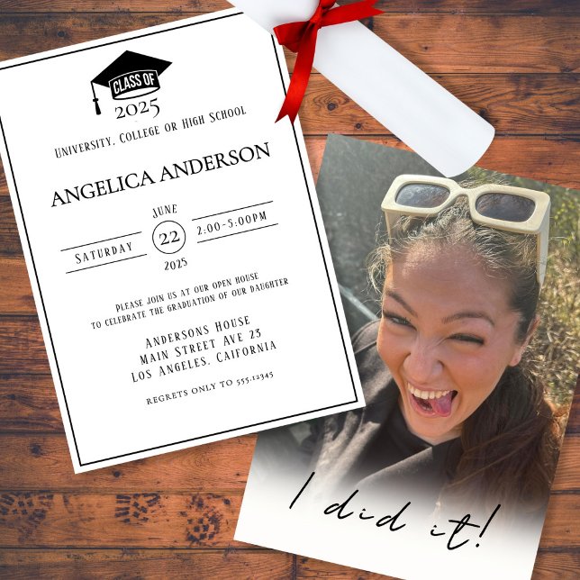 Class of 2025 "I did it" Photo Graduate Invitation (Creator Uploaded)