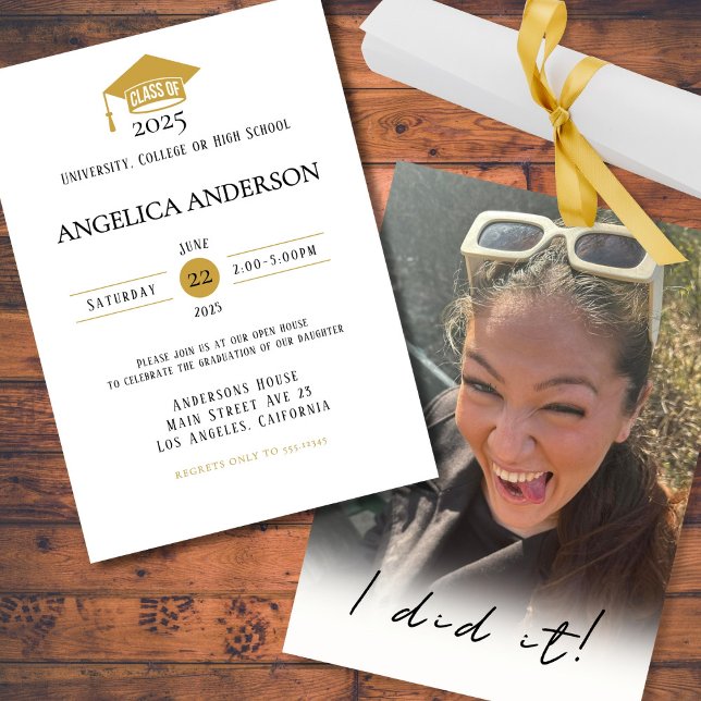 Class of 2025 "I did it" Photo Graduate Invitation (Creator Uploaded)