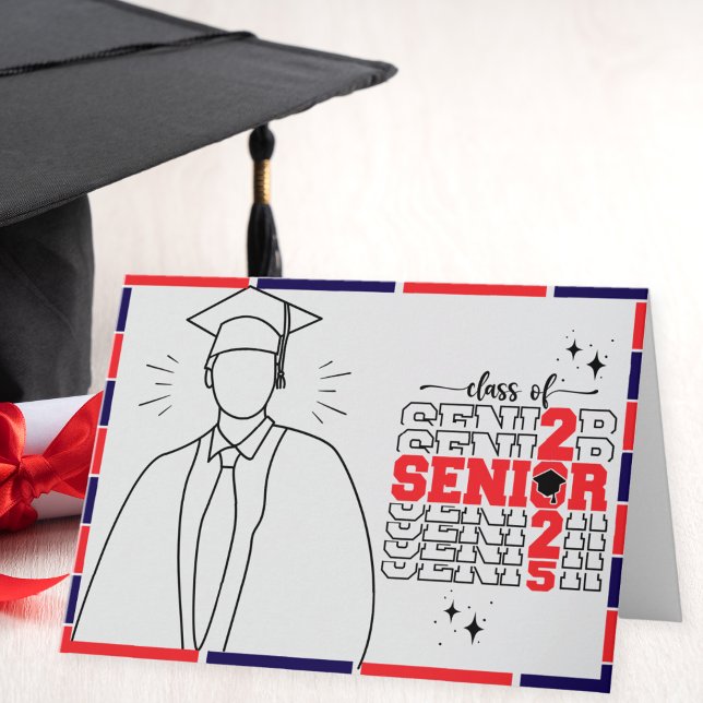 Class of 2025 Male Modern Graduation Card (Creator Uploaded)