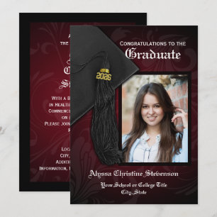 Class of 2025 Maroon Tassel Photo Graduation Invitation