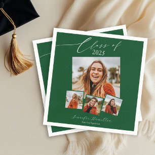 Class Of 2025 Minimalist Photo Grad Party Napkin