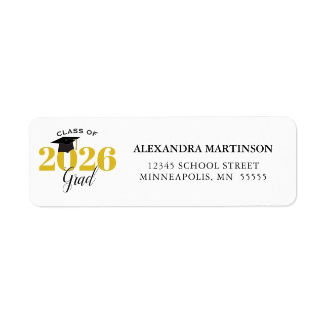 Class of 2025 Modern Gold and Black Return Address (Front)