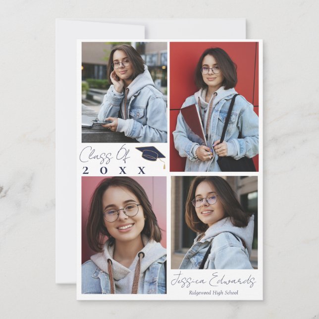 Class Of 2025  Multi Photo Cute Graduation Party Invitation (Front)