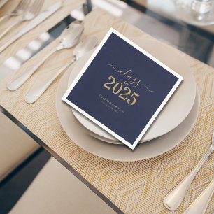 Class of 2025 Navy Blue Gold Graduation Party Napkin