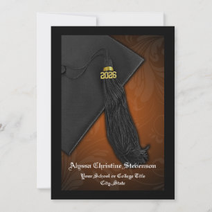 Class of 2025 Orange Tassel Dignified Graduation Invitation