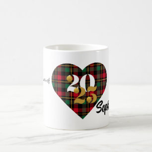 Class of 2025 Personalised Plaid Heart Mug
