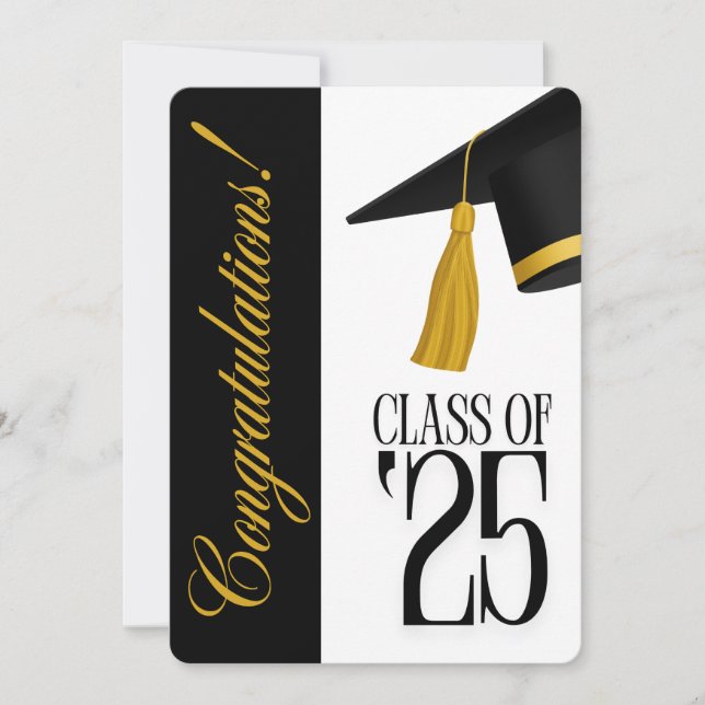 Class of 2025 Photo Black and White Graduation Invitation (Front)