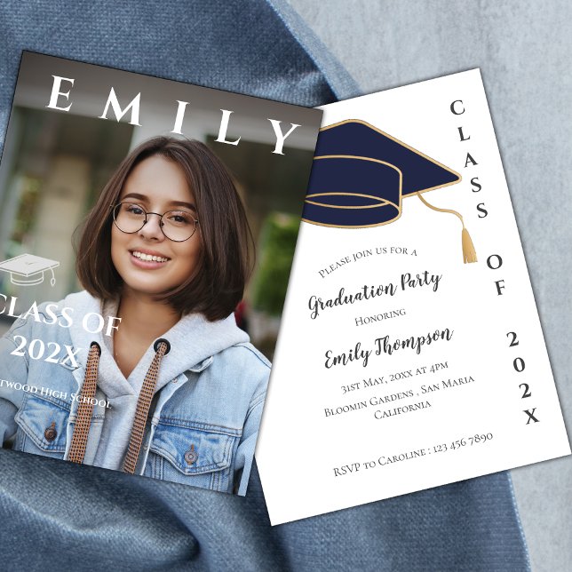 Class of 2025 Photo Graduation Party Invitation (Modern Class of 2024 Photo Graduation Announcement)