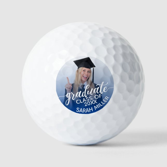 Class of 2025 Photo & Name Custom Graduation, Blue Golf Balls (Front)