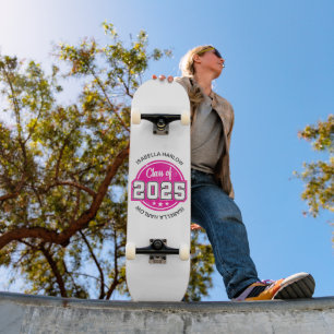 Class of 2025 Pink Graduate Name Skateboard