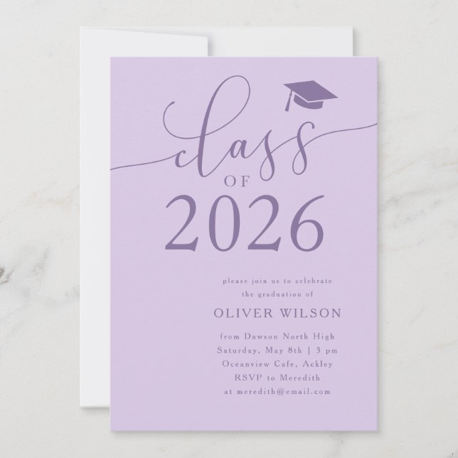 Class of 2025 Purple Graduation Party  Invitation (Front)