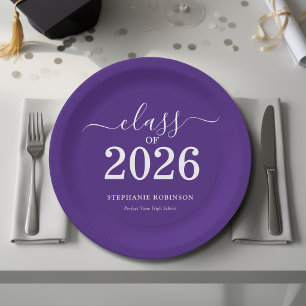 Class of 2025 Purple Graduation Party Paper Plate