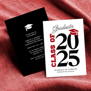 Class of 2025 Red and Black Graduation Invitation
