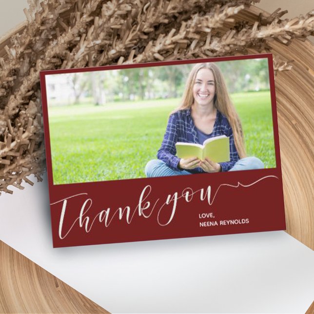 Class of 2025 Red Photo Graduation Thank you Postcard (Creator Uploaded)