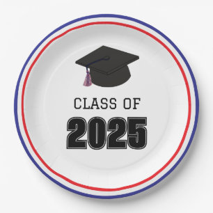 Class of 2025 Red, White, and Blue Paper Plate