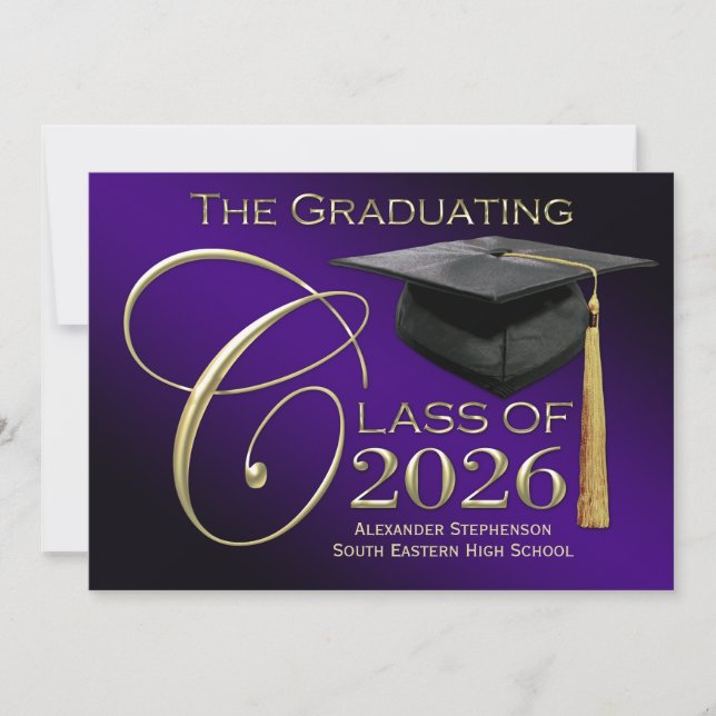 Class of 2025 Rich Purple Graduation Announcement (Front)