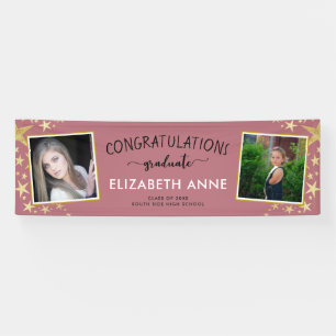 Class of 2025 Rose Gold 2 Photos Graduation Banner