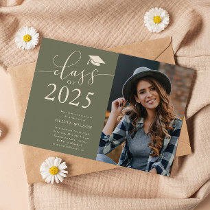 Class of 2025 Sage Graduation Party Photo Invitation