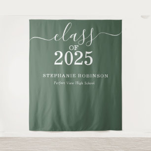 Class of 2025 Sage Green Graduation Backdrop Prop Tapestry