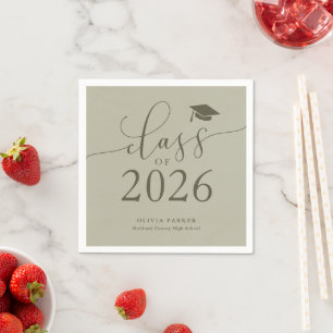 Class of 2025 Sage Green Graduation Party Napkin
