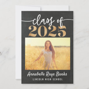 Class of 2025 Script Grey Chalk Printable Invitation