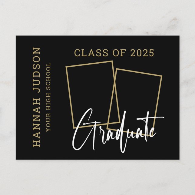 Class Of 2025 Script Photo Graduation Announcement Postcard (Front)