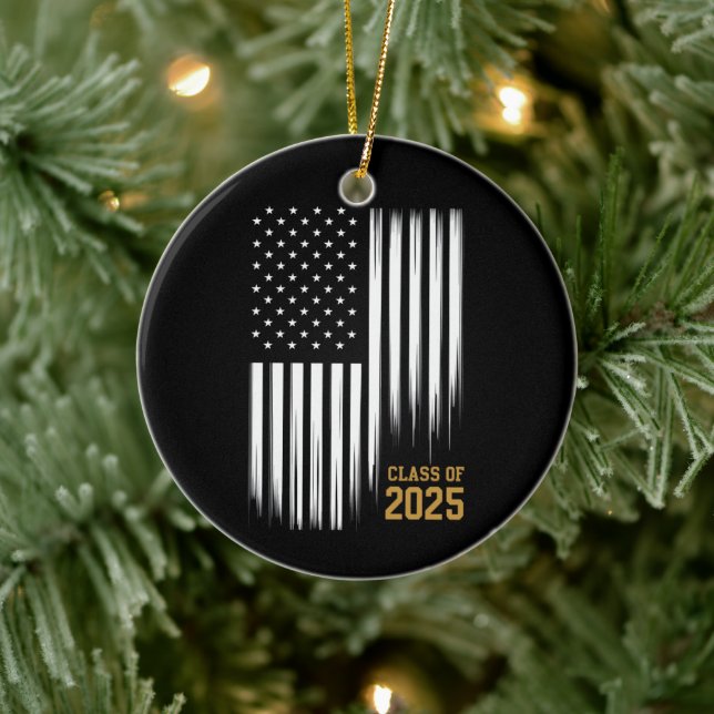 Class Of 2025 Senior American Flag Graduation  Ceramic Tree Decoration (Tree)