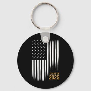 Class Of 2025 Senior American Flag Graduation Key Ring