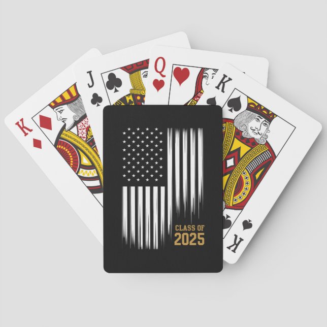 Class Of 2025 Senior American Flag Graduation  Playing Cards (Back)