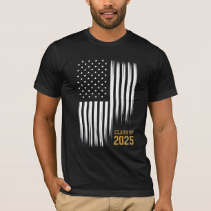 Class Of 2025 Senior American Flag Graduation  T-Shirt