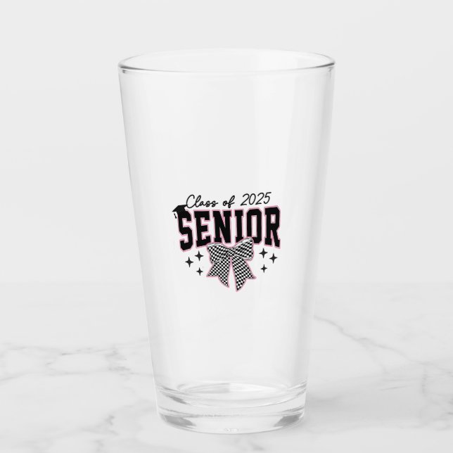 Class of 2025 Senior Bow Coquette Graduation  Glass (Front)