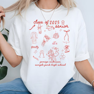 Class of 2025 Trendy Hand Drawn Style Graduation T-Shirt