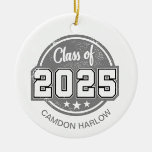 Class of 2025 Vintage Graduate Name Ceramic Tree Decoration