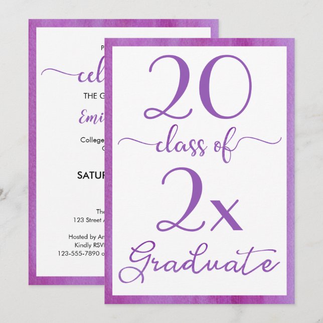 Class Of 2025 Violet Graduation Party Invitation (Front/Back)