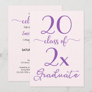 Class Of 2025 Violet Pink Graduation Party Invitation