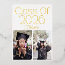 Class of 2026 2 Photo Twins Black Gold Typography