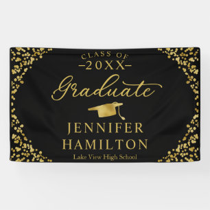 Class of 2026 Black and Gold Graduation Banner