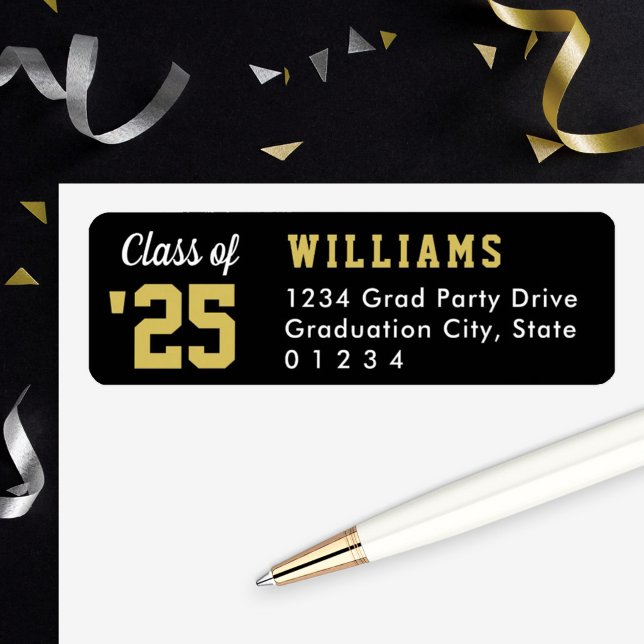 Class of 2026 Black Gold Graduation Return Address (Creator Uploaded)